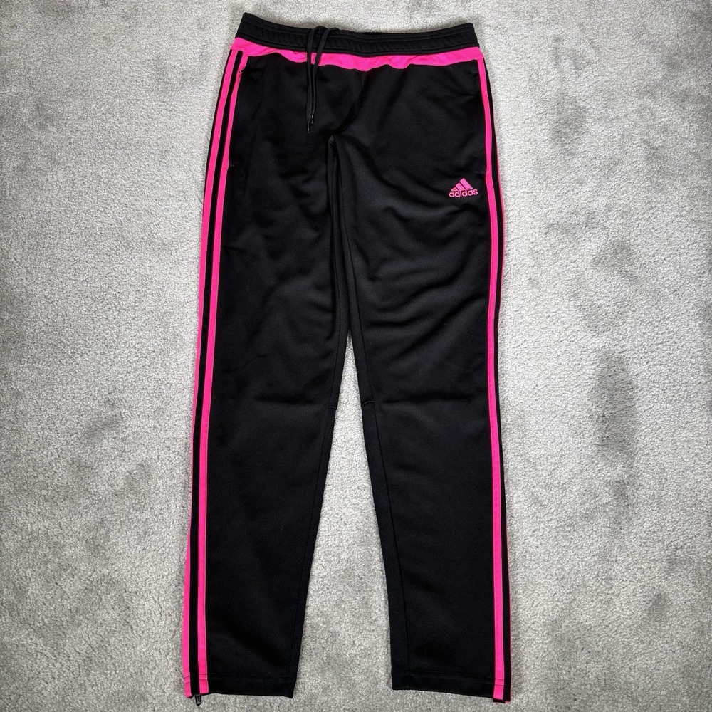 Adidas Tiro 15 Pants Womens M Black Pink Striped Tapered Jogger Athletic Soccer